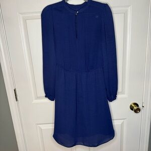 Zara Blue Pleated Long Sleeve Dress Size Small GUC